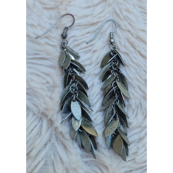 Linear Leaf Drop Earrings - Picture 8 of 17